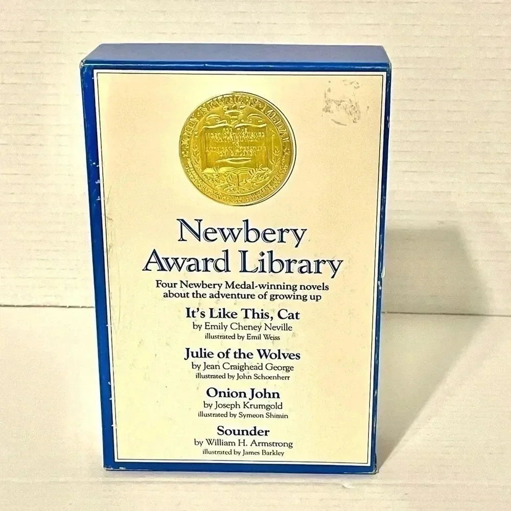 Vtg Newbery Award Library Boxed Lot Of 4 Books Harper Trophy It’s Like This Cat